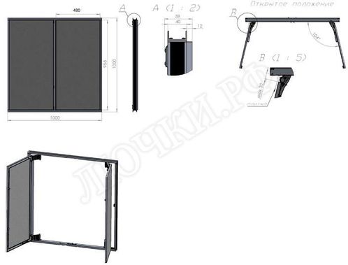 Люк под плитку Нажимной Секрет-Лайт 450*650 Люк под плитку Нажимной Секрет-Лайт 450*650